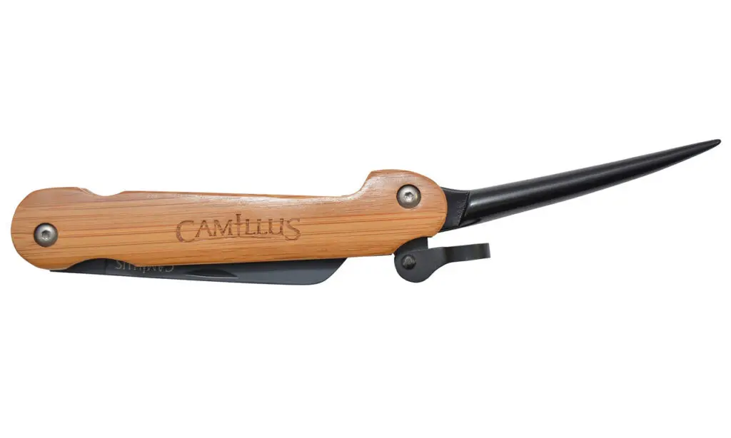Camillus 7.5" Folding With Marlin Spike Knife, Bamboo Handle