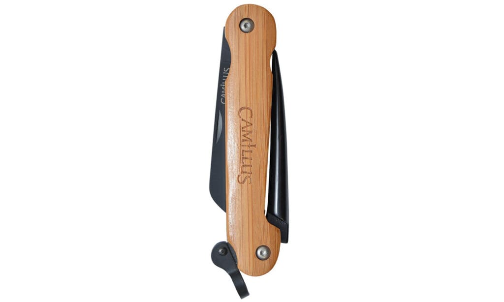 Camillus 7.5" Folding With Marlin Spike Knife, Bamboo Handle