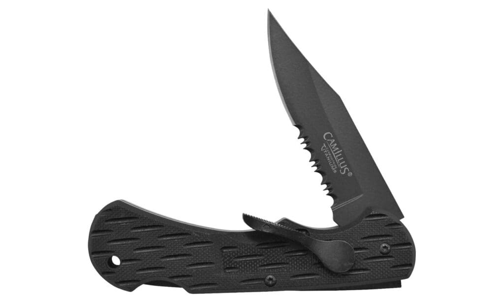 Camillus Lev R Lok 6.75" Folding Knife, Partially Serrated