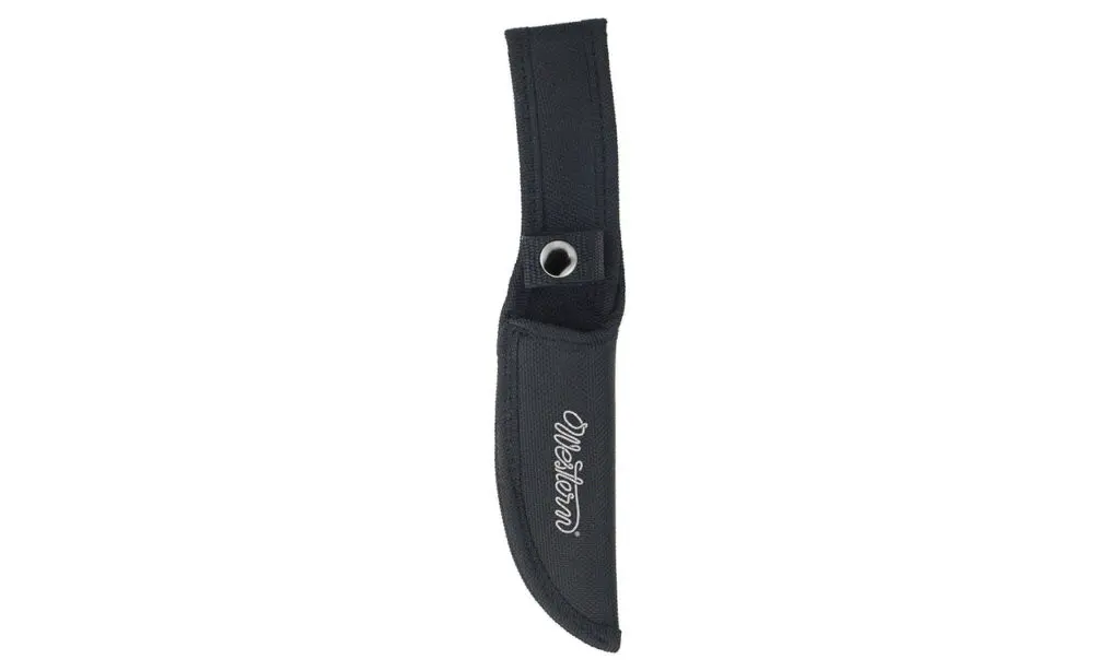 Western Titanium Bonded Fixed Blade Knife With Rubber Handle And Nylon Sheath