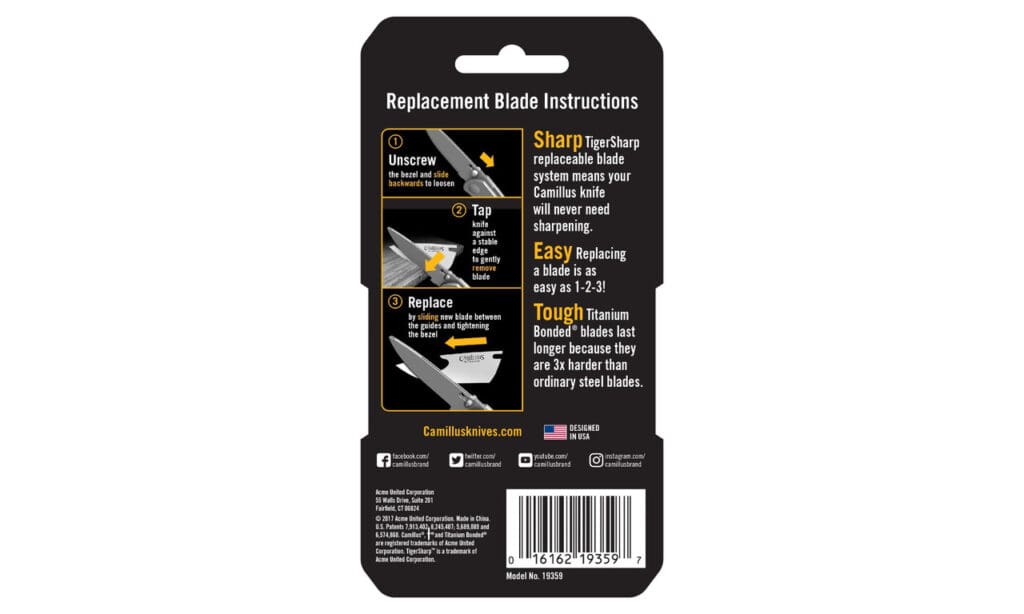 Camillus Tigersharp Replacement Blades, 4 Pack Straight For 19132