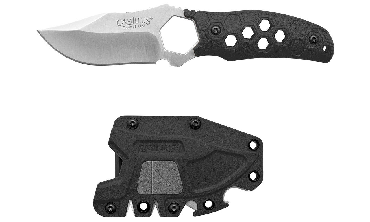Camillus Comb Black 7.25" Fixed Blade Knife | Camillus