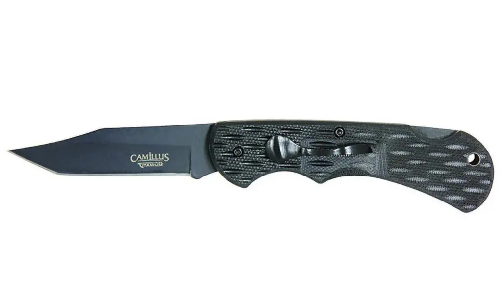 Camillus Lev R Lok 6.75" Carbonitride Titanium Tanto Style Folding Knife