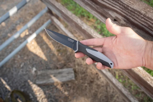 The Camillus Backwoods Edge is a versatile fixed-blade knife designed for the most adventurous outdoor enthusiasts. Its 3.5″ stainless-steel drop-point blade makes this knife a perfect tool for use in most camping, hiking and outdoor survival situations, while the durable, corrosion-resistant construction ensures long-lasting performance, regardless of the environment you expose it to. Add to that an injection-molded handle that delivers a solid, no-slip grip in any weather conditions, and you’ve got an essential tool that’s ready for any adventure, any time. Measures 7.5” overall and weighs 4 oz.