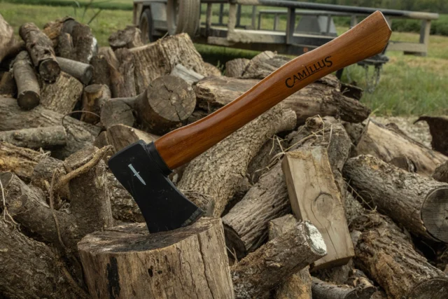 The Camillus 16″ Hatchet with Hickory Handle and Leather Sheath, a versatile and durable tool designed to tackle various chopping and cutting tasks. This hatchet combines a compact size with exceptional strength, making it a reliable companion for camping, hiking, survival situations, and general outdoor activities.